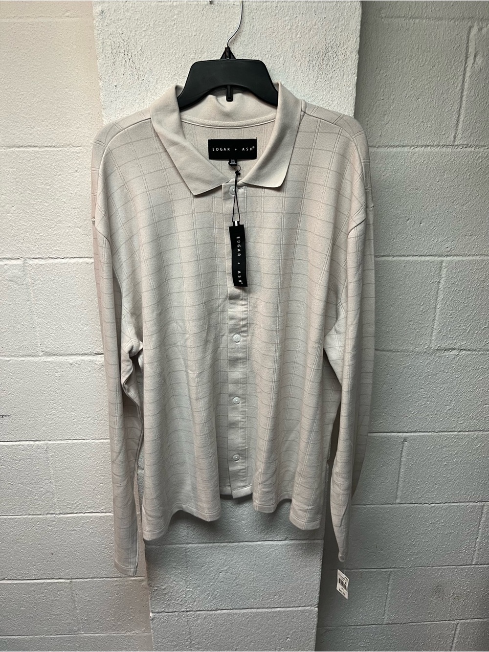 EDGAR + ASM Men's Long-Sleeve Button Down Shirt in Light Beige